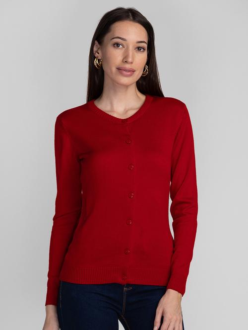 round neck solid cardigan - 19172925 - Very Small Image - 1