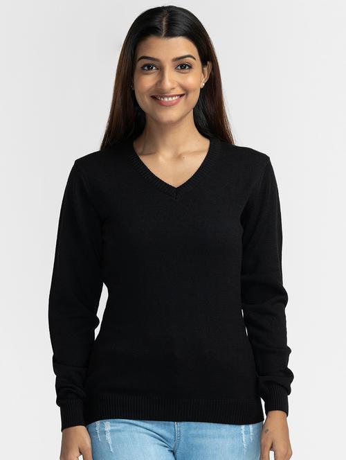 v-neck solid regular pullover - 19172931 - Very Small Image - 1