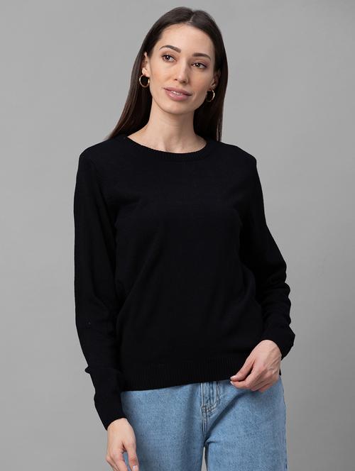 round neck solid pullover - 19172940 - Very Small Image - 1