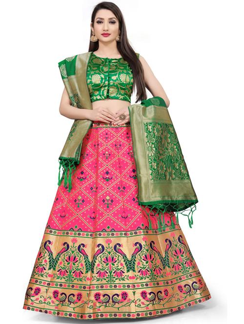 pink flared semi stitched lehenga - 19172993 - Very Small Image - 1
