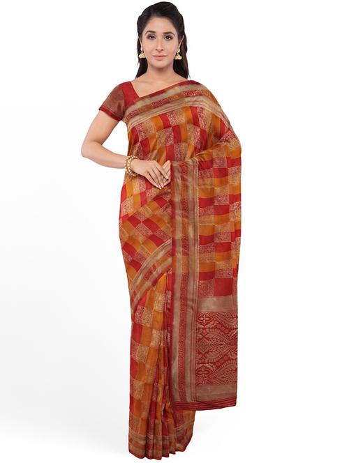 self design woven saree with blouse - 19173032 - Very Small Image - 1
