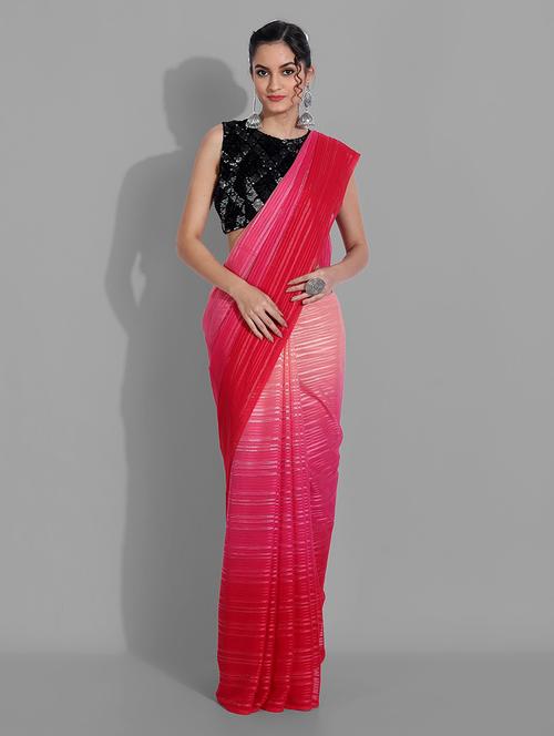 red printed saree with blouse - 19175684 - Very Small Image - 1