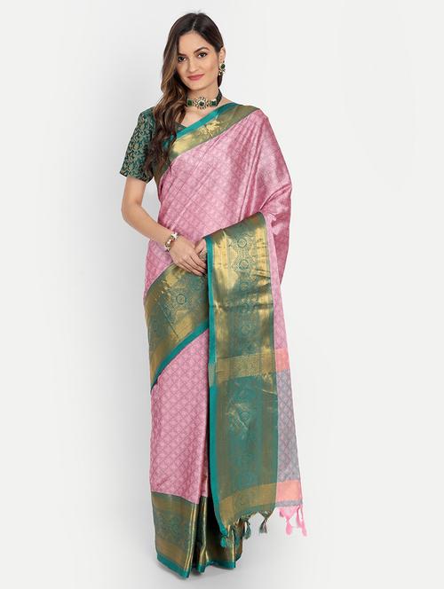 self design woven saree with blouse - 19175779 - Very Small Image - 1