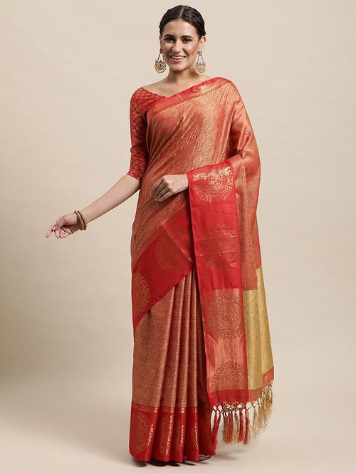 self design woven saree with blouse - 19175794 - Very Small Image - 1
