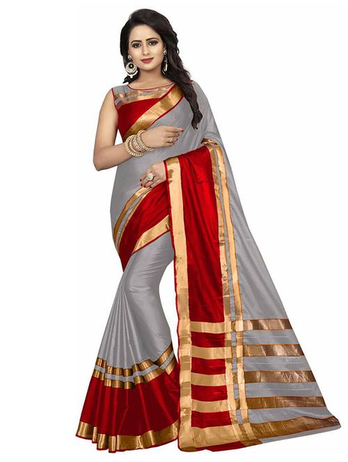 self design grey solid saree - 19175937 - Very Small Image - 1