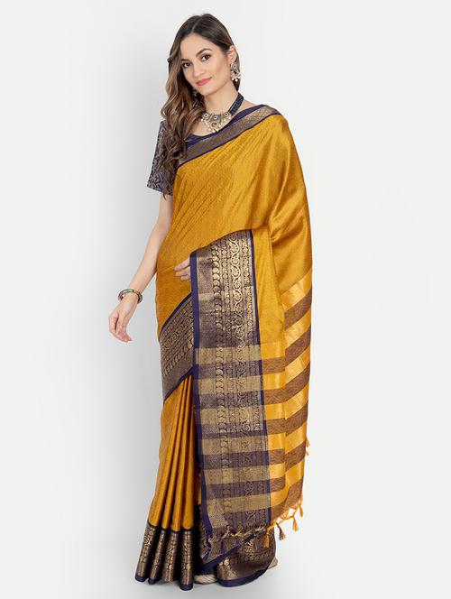 gold cotton silk maheshwari saree with blouse - 19176073 - Very Small Image - 1