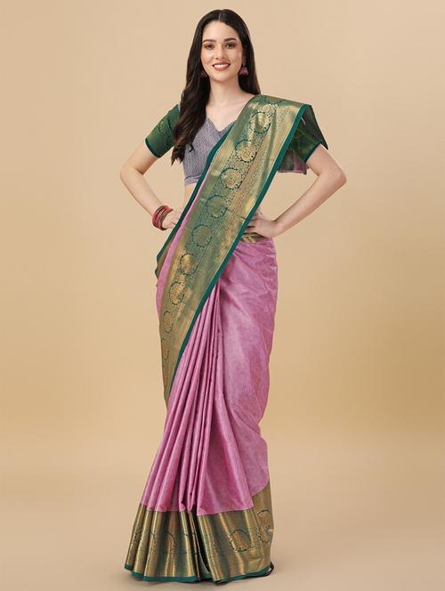 pink cotton silk kanjivaram saree with blouse - 19176080 - Very Small Image - 1