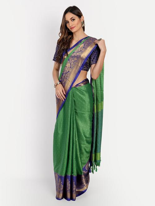 green self design saree with blouse - 19176144 - Very Small Image - 1
