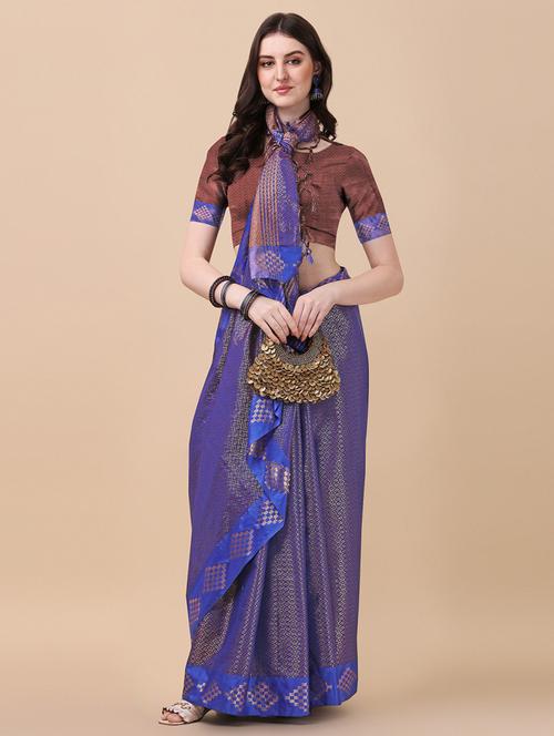 blue self design saree - 19176262 - Very Small Image - 1