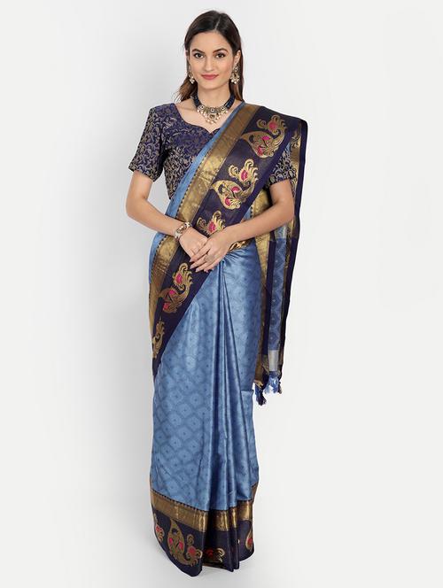 self design woven saree with blouse - 19176527 - Very Small Image - 1