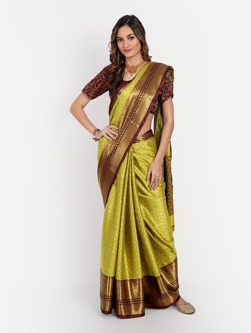 self design woven saree with blouse - 19176581 - Very Small Image - 1
