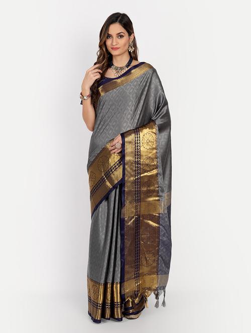 self design woven saree with blouse - 19176582 - Very Small Image - 1