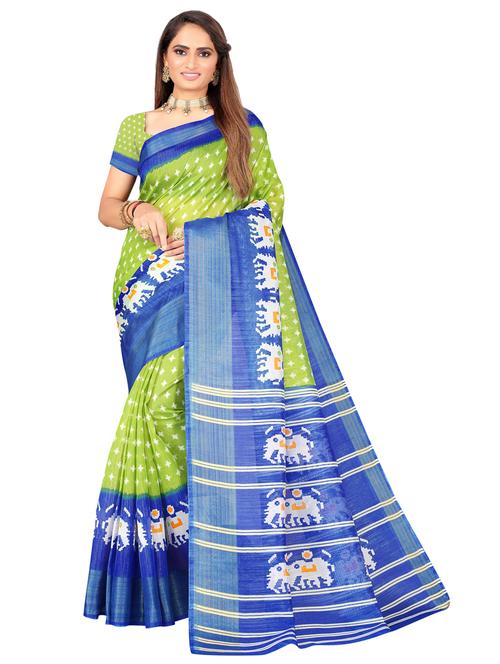 contrast bordered printed saree - 19176945 - Very Small Image - 1
