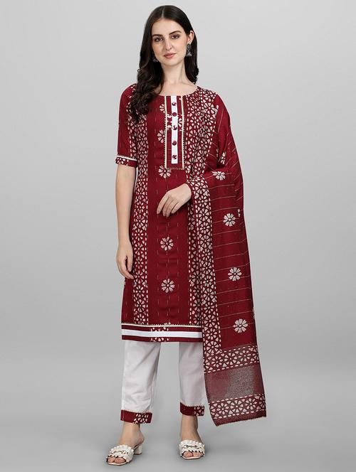 red batik print suit set - 19177075 - Very Small Image - 1