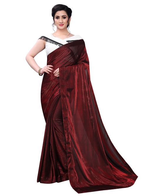 maroon solid plain saree with blouse - 19177240 - Very Small Image - 1