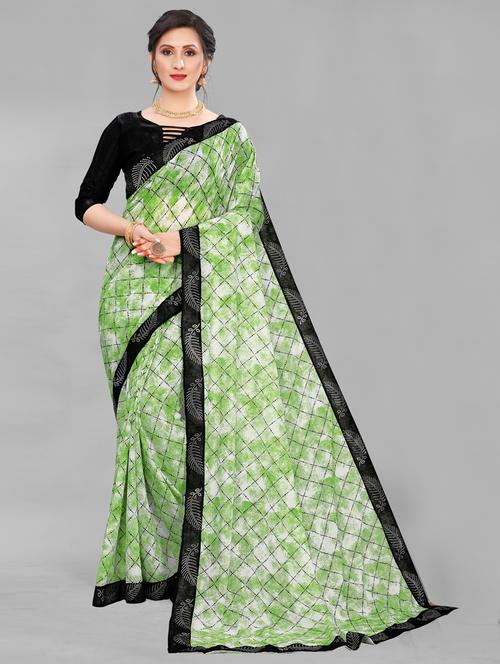 light green self design saree with blouse - 19177262 - Very Small Image - 1