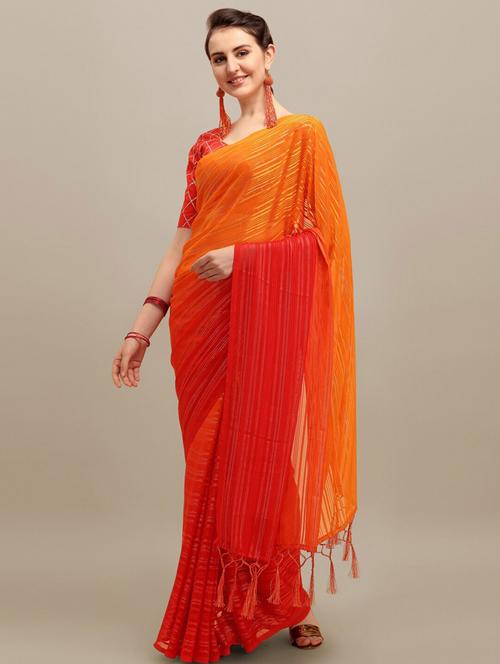 red self design set saree with blouse - 19177312 - Very Small Image - 1