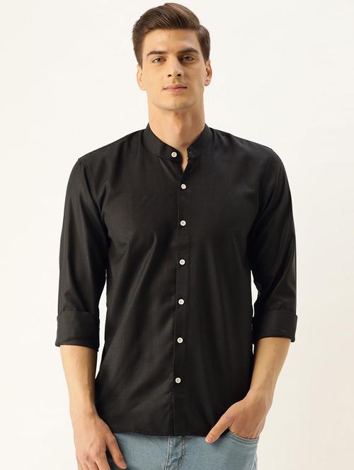 black cotton blend casual shirt - 19177694 - Very Small Image - 1