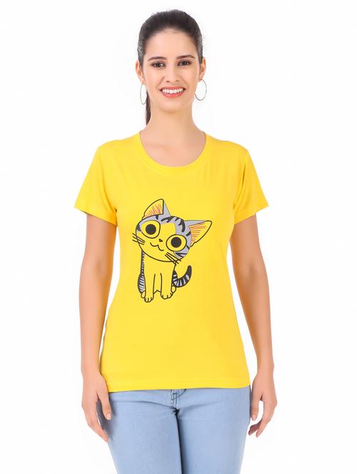 yellow printed regular tee - 19178290 - Very Small Image - 1