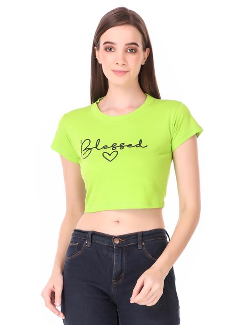 green printed crop tee - 19178311 - Very Small Image - 1