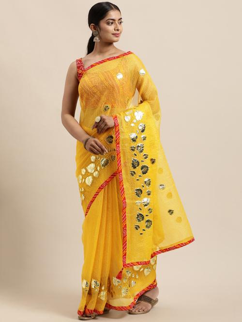 ethnic wear yellow color saree set - 19179098 - Very Small Image - 1