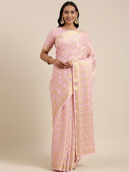 ethnic wear pink color saree set with blouse - 19179121 - Very Small Image - 1