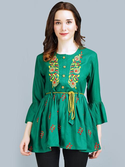 green self design regular top - 19181726 - Very Small Image - 1