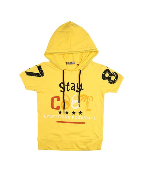 yellow short sleeve printed hooded neckt-shirt - 19182779 - Very Small Image - 1