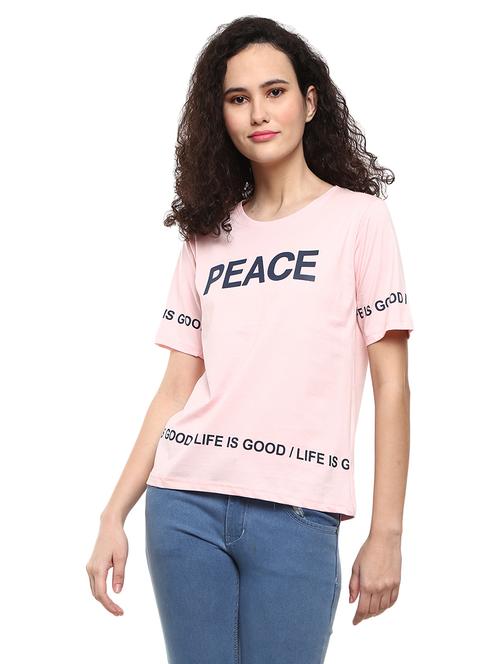 women's front print round neck t-shirt - 19183027 - Very Small Image - 1