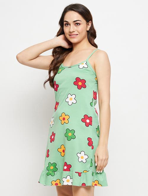 cami neck printed short nighty - 19183066 - Very Small Image - 1