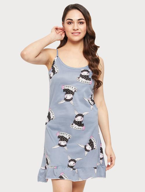cami neck printed short nighty - 19183068 - Very Small Image - 1