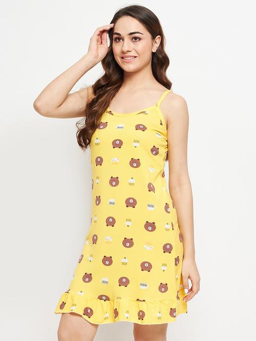 cami neck printed short nighty - 19183074 - Very Small Image - 1