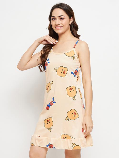 cami neck printed short nighty - 19183076 - Very Small Image - 1