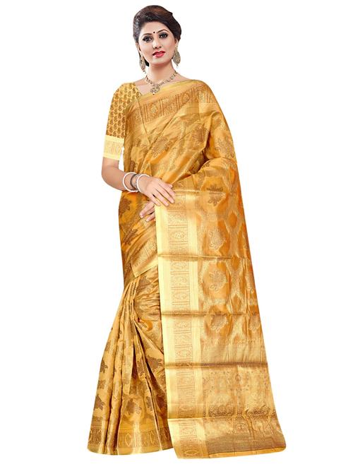 ethnic wear yellow color saree set with blouse - 19183243 - Very Small Image - 1
