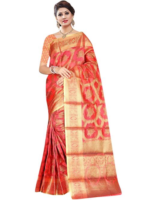 ethnic wear orange color saree set with blouse - 19183245 - Very Small Image - 1