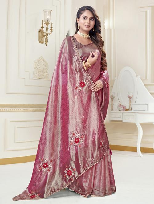 ethnic wear pink color saree set with blouse - 19183346 - Very Small Image - 1