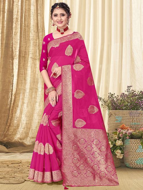 ethnic wear pink color saree set with blouse - 19183390 - Very Small Image - 1