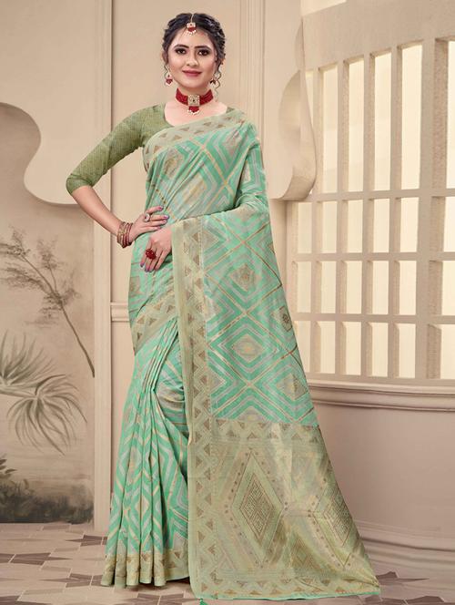 ethnic wear green color saree set with blouse - 19183400 - Very Small Image - 1