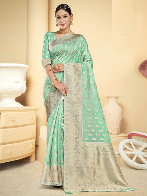 ethnic wear green color saree set with blouse - 19183434 - Very Small Image - 1