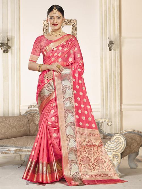 ethnic wear pink color saree set - 19183451 - Very Small Image - 1
