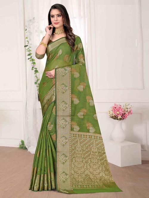 self design banarasi saree with blouse - 19183493 - Very Small Image - 1