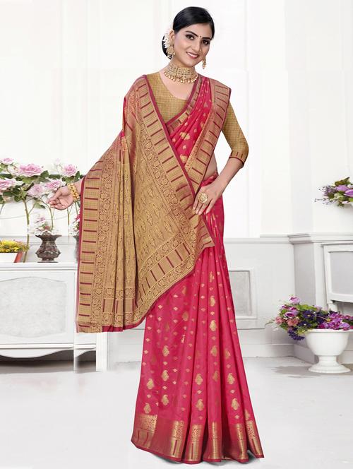 ethnic wear pink color saree set with blouse - 19183546 - Very Small Image - 1
