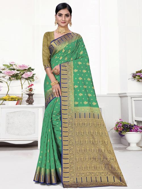 ethnic wear green color saree set - 19183547 - Very Small Image - 1