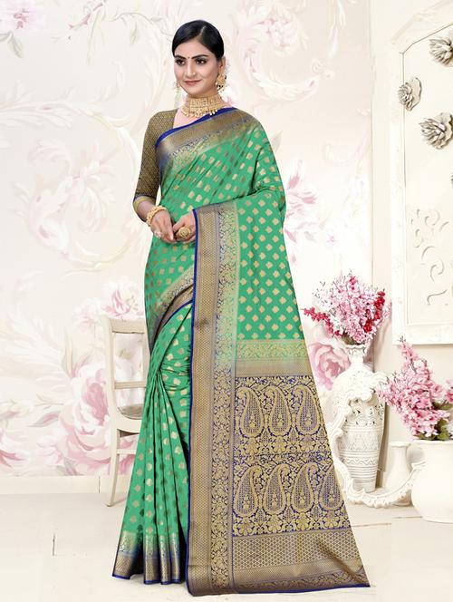 ethnic wear green color saree set - 19183551 - Very Small Image - 1