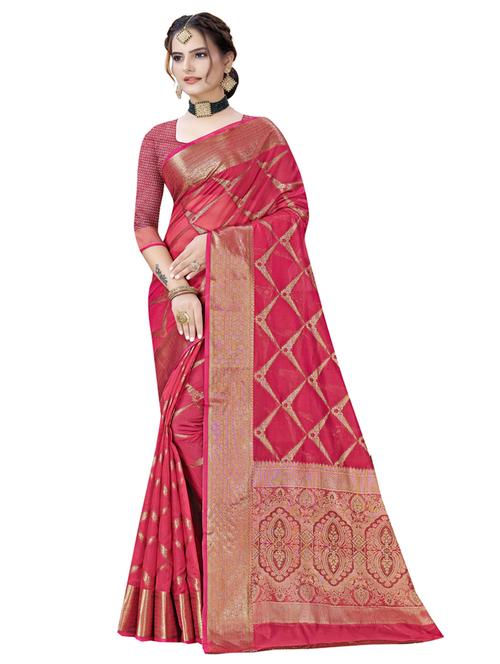 ethnic wear red color saree set with blouse - 19183558 - Very Small Image - 1