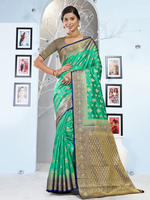 self design woven saree with blouse - 19183672 - Very Small Image - 1
