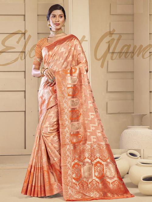 self design woven saree with blouse - 19183674 - Very Small Image - 1