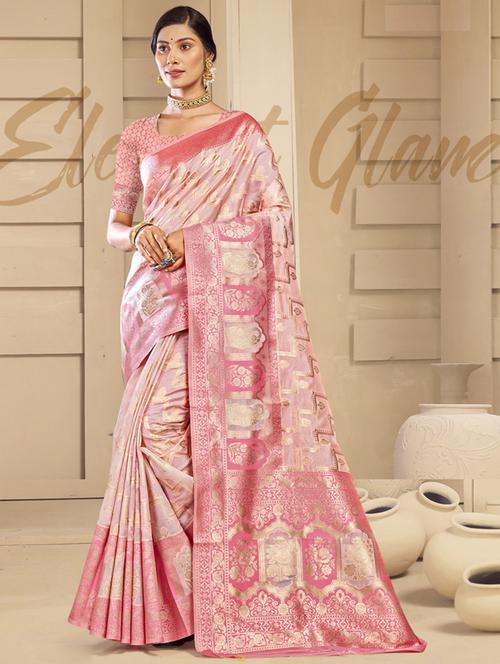 self design woven saree with blouse - 19183676 - Very Small Image - 1