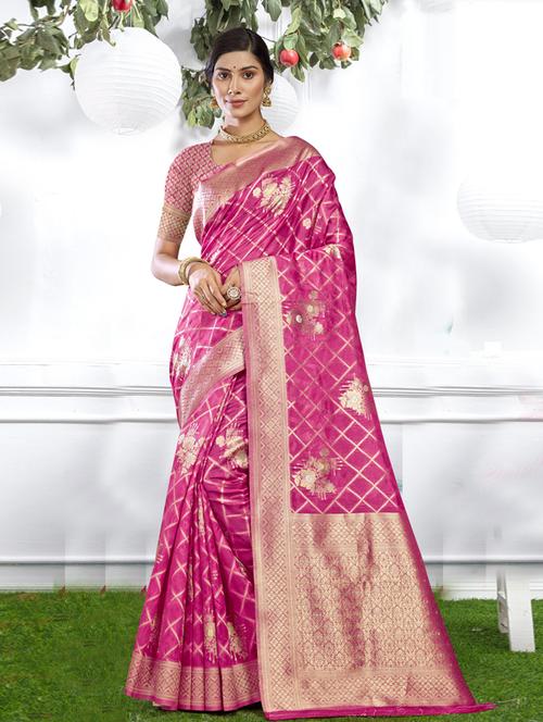 self design woven saree with blouse - 19183685 - Very Small Image - 1