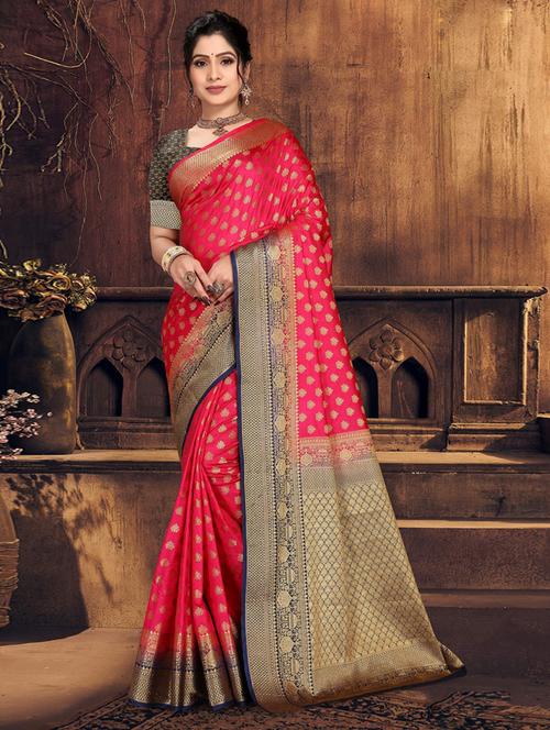 self design woven saree with blouse - 19183703 - Very Small Image - 1